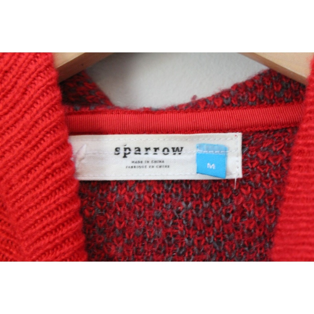 Anthropologie x Sparrow Hooded Open Cardigan Sweater Red Rose Medium Pockets - Picture 4 of 8